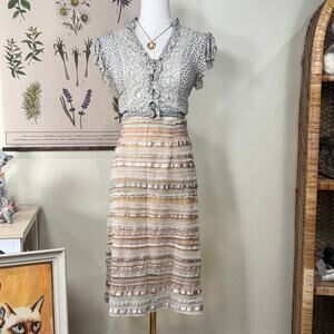 Vintage 90s Y2k Ribbon Lace Sheer Mesh Skirt Coquette Dolly Fairy Romantic S 5